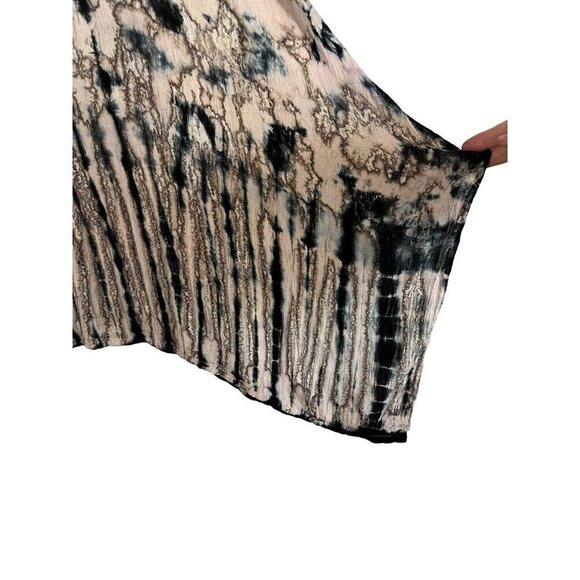 Tie Dye Floral Top M Brown Hi Lo Sequin Tassel Grunge Boho Biker Chic Funky 80s - Picture 9 of 13